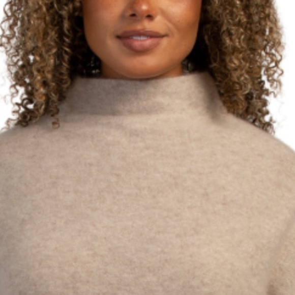 NWT TAHARI Cashmere Over Washed Short Sleeve Funnel Neck Sweater Size US XL - Picture 4 of 5